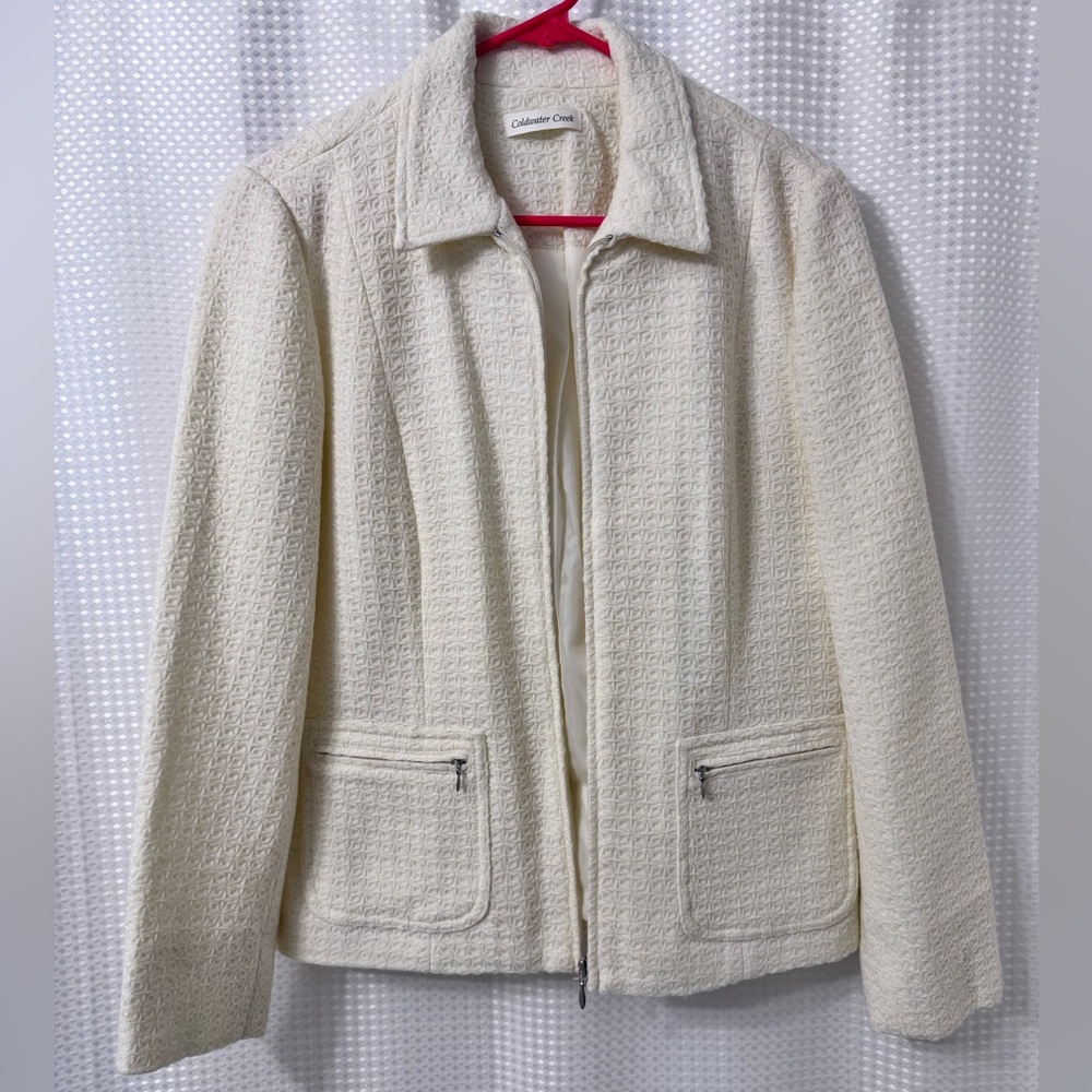 Coldwater Creek Textured Boucle Jacket. Cream. Size 10.